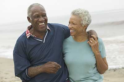 senior couple on beach