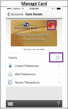view of mobimoney card management