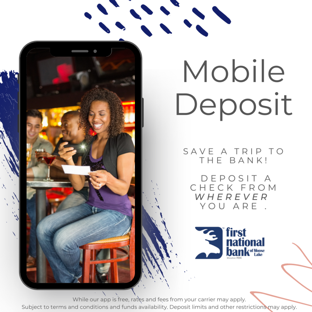 Mobile deposit - save a trip to the bank! Deposit a check from wherever you are. 