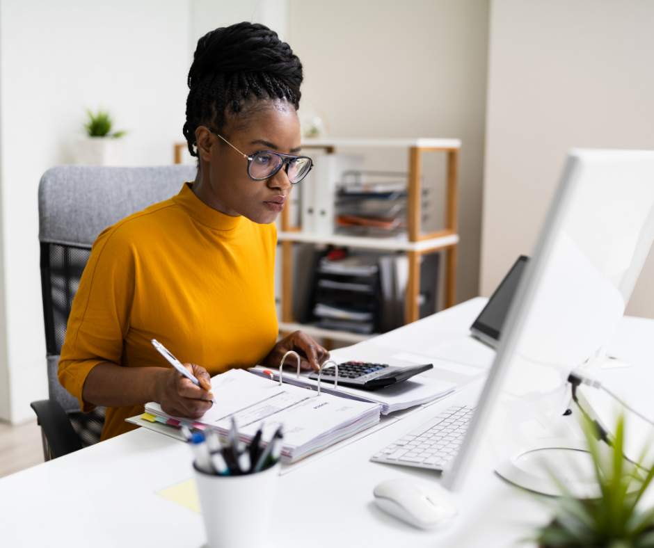 woman working at a desk
